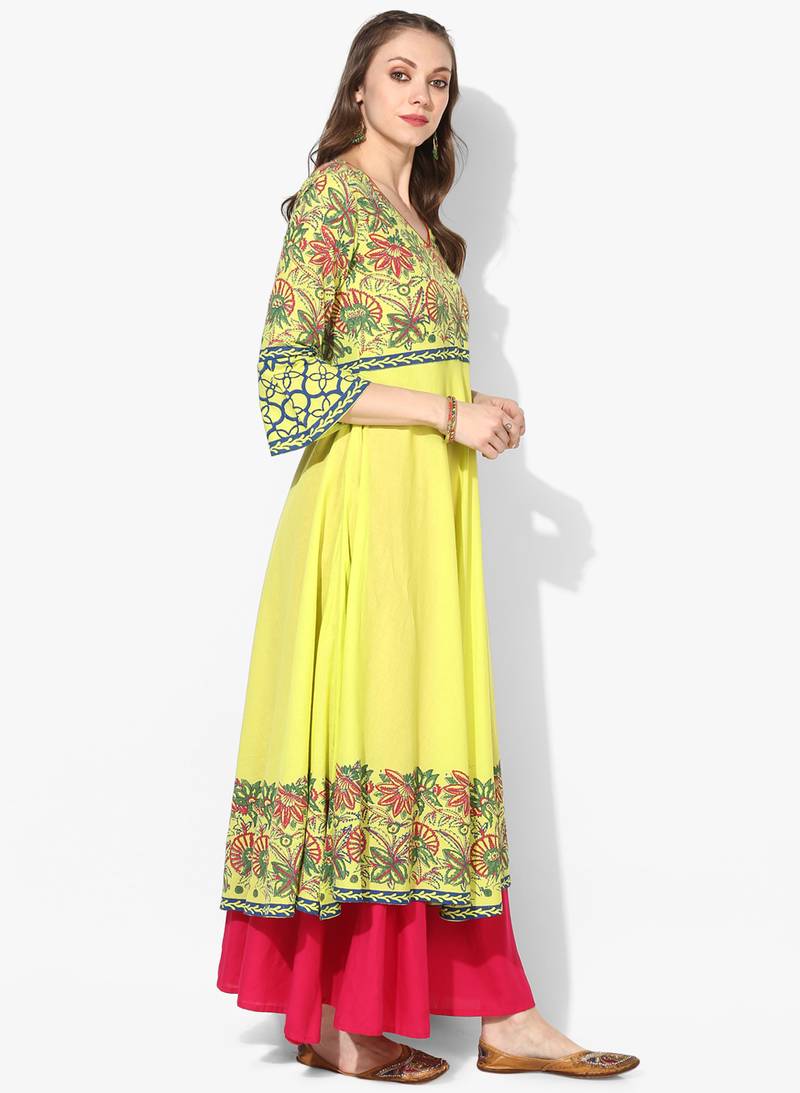 Varkha Fashion Cotton V-Neck Anarkali Kurta
