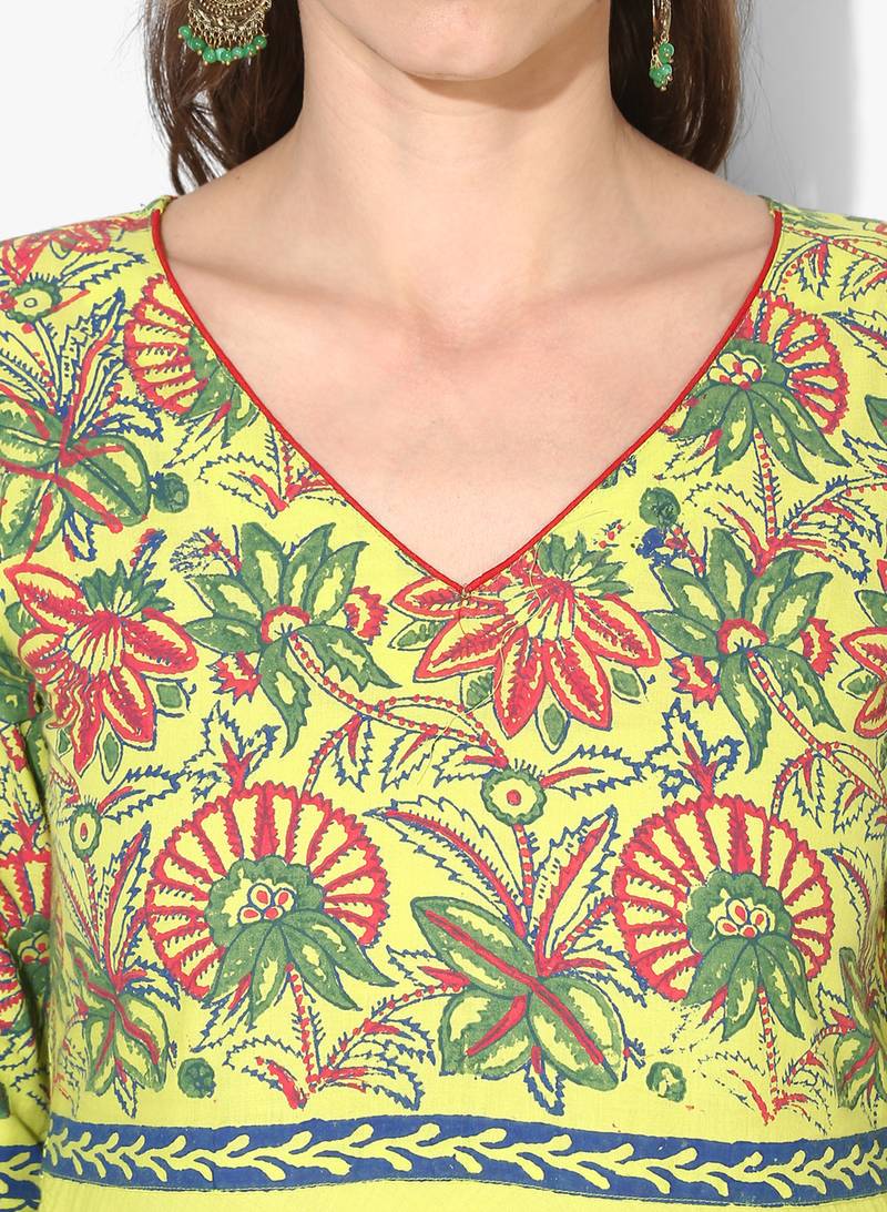 Varkha Fashion Cotton V-Neck Anarkali Kurta