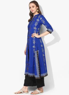 Varkha Fashion Cotton Mandarin Collar Anarkali Kurta 2