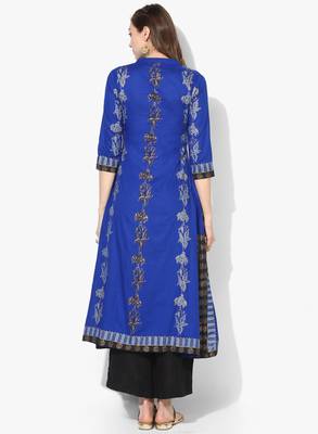 Varkha Fashion Cotton Mandarin Collar Anarkali Kurta 4
