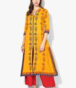 Varkha Fashion Cotton Mandarin Collar Anarkali Kurta