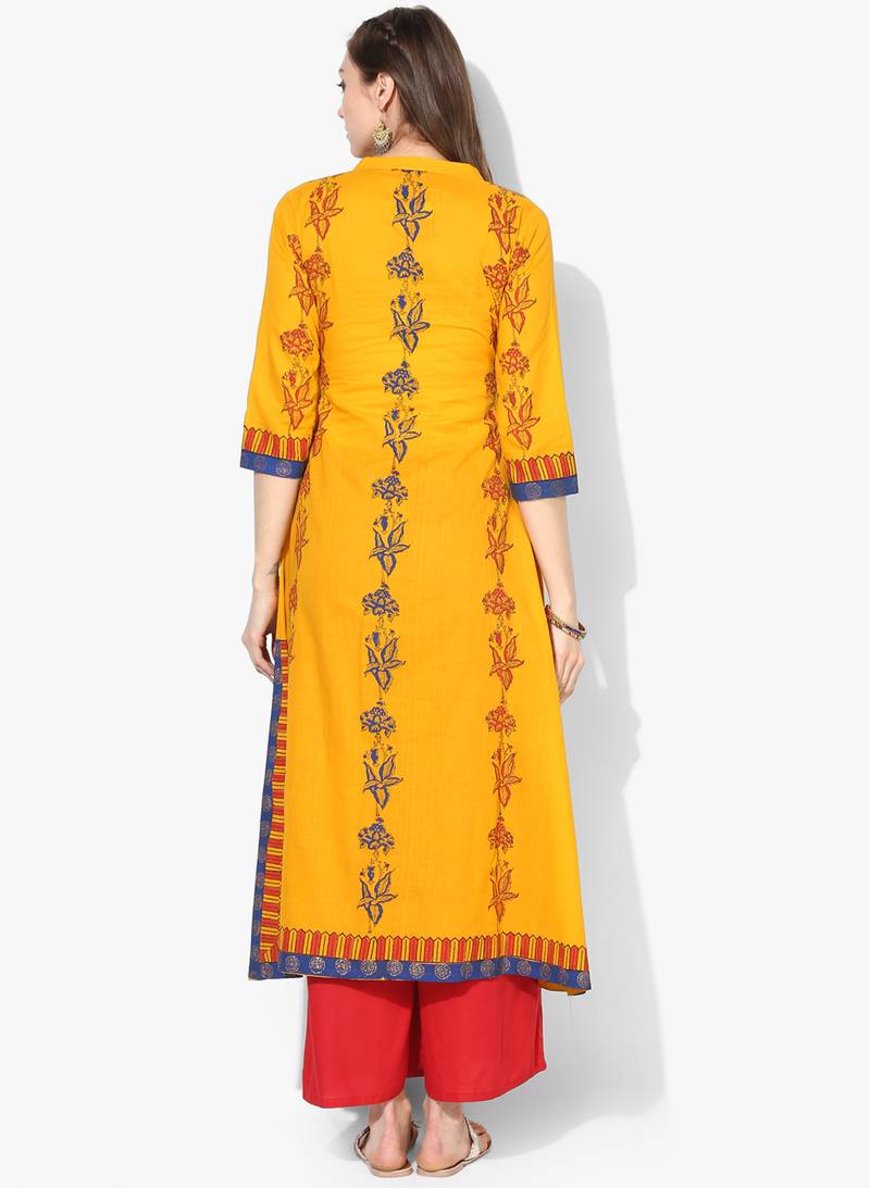 Varkha Fashion Cotton Mandarin Collar Anarkali Kurta