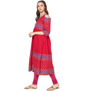 Varkha Fashion Cotton V-Neck Anarkali Kurta 2