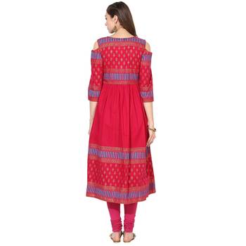 Varkha Fashion Cotton V-Neck Anarkali Kurta 4