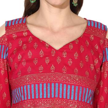 Varkha Fashion Cotton V-Neck Anarkali Kurta 5