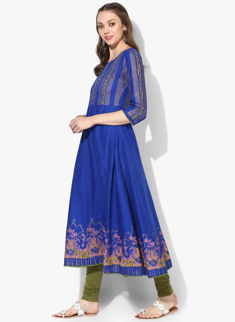 Varkha Fashion Cotton Round Neck Anarkali Kurta