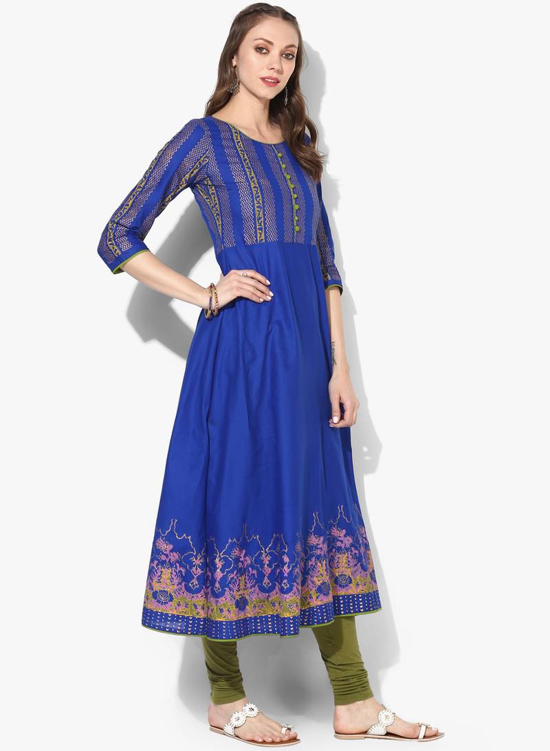 Varkha Fashion Cotton Round Neck Anarkali Kurta