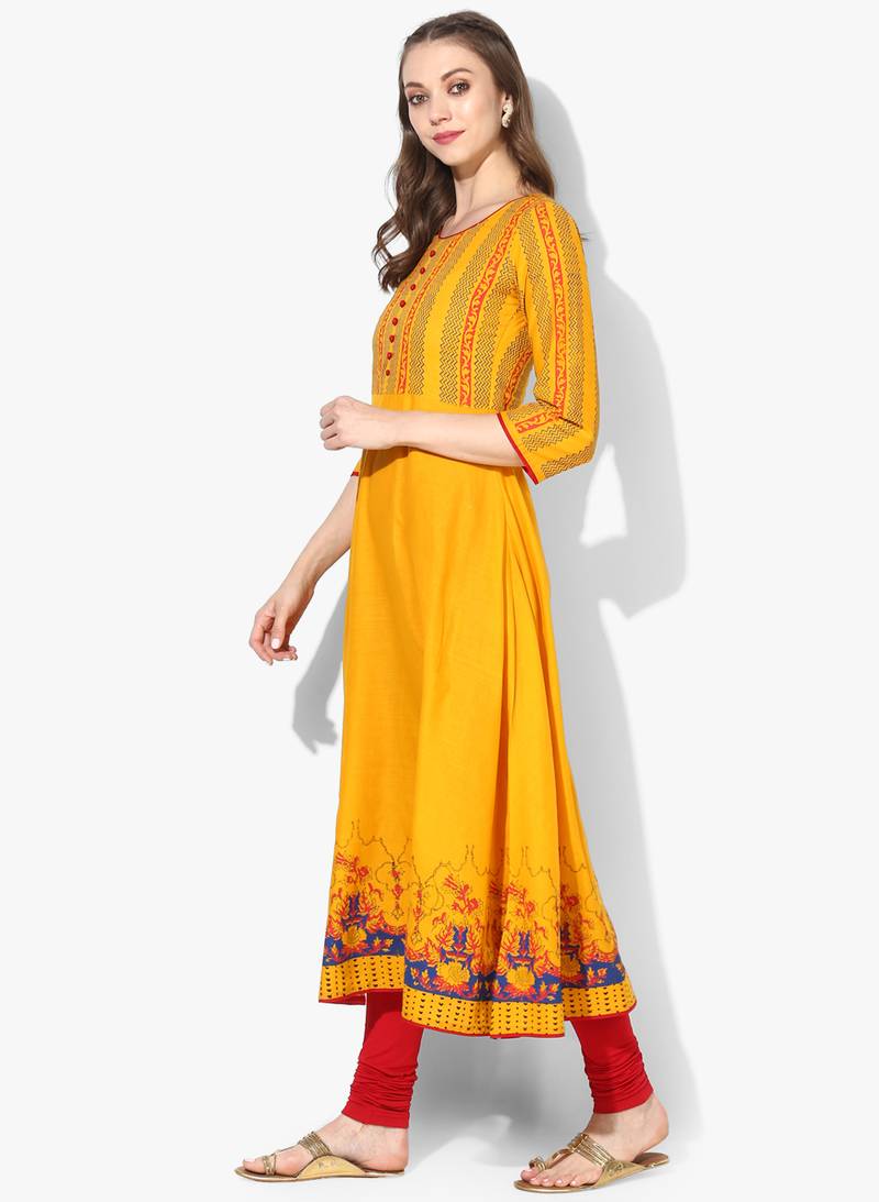 Varkha Fashion Cotton Round Neck Anarkali Kurta