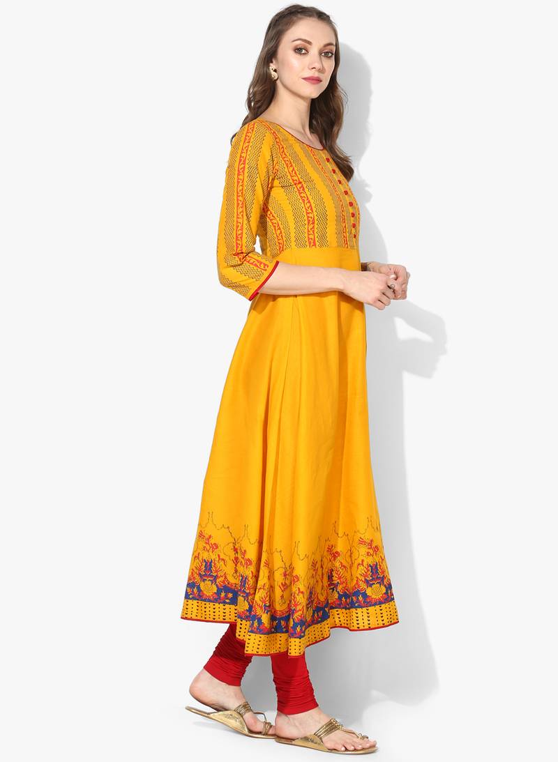 Varkha Fashion Cotton Round Neck Anarkali Kurta