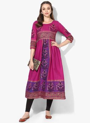 Varkha Fashion Cotton Round Neck Anarkali Kurta 1