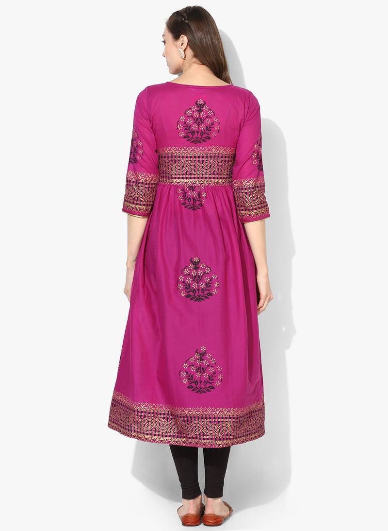 Varkha Fashion Cotton Round Neck Anarkali Kurta