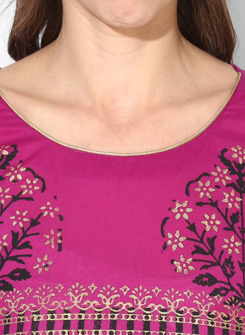 Varkha Fashion Cotton Round Neck Anarkali Kurta