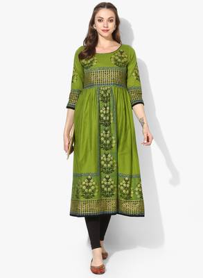 Varkha Fashion Cotton Round Neck Anarkali Kurta 1