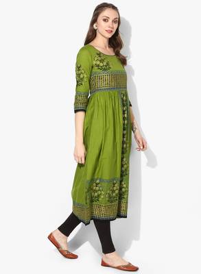 Varkha Fashion Cotton Round Neck Anarkali Kurta 3