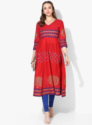 Varkha Fashion Cotton Round Neck Anarkali Kurta 1