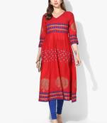 Varkha Fashion Cotton Round Neck Anarkali Kurta