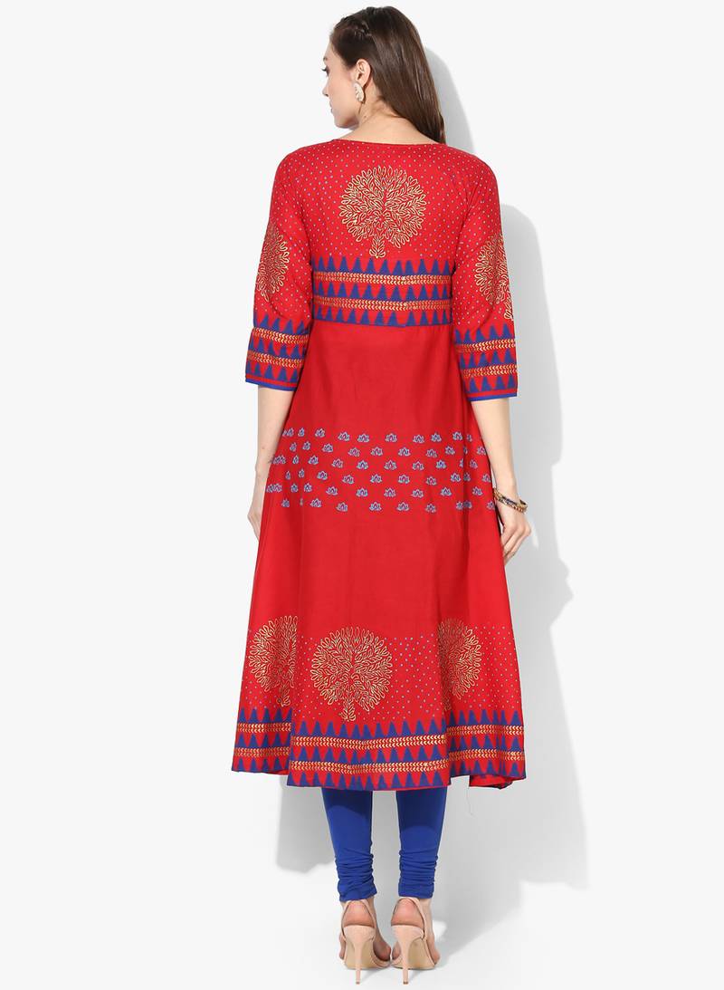 Varkha Fashion Cotton Round Neck Anarkali Kurta