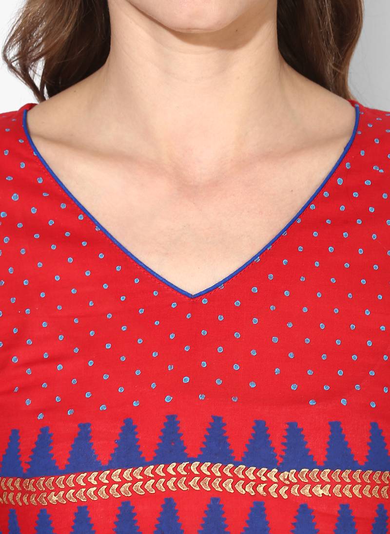 Varkha Fashion Cotton Round Neck Anarkali Kurta