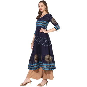 Varkha Fashion Cotton Round Neck Anarkali Kurta 2
