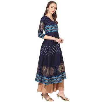 Varkha Fashion Cotton Round Neck Anarkali Kurta 3