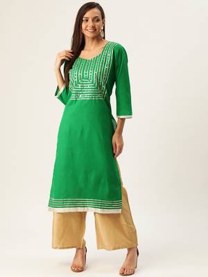 Varkha Fashion Cotton Sweetheart Neck Straight Kurta 1