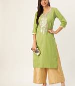 Varkha Fashion Cotton Round Neck Straight Kurta