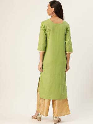 Varkha Fashion Cotton Round Neck Straight Kurta 4