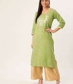 Varkha Fashion Cotton Round Neck Straight Kurta