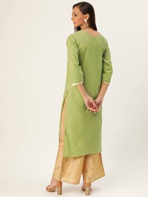 Varkha Fashion Cotton Round Neck Straight Kurta 4
