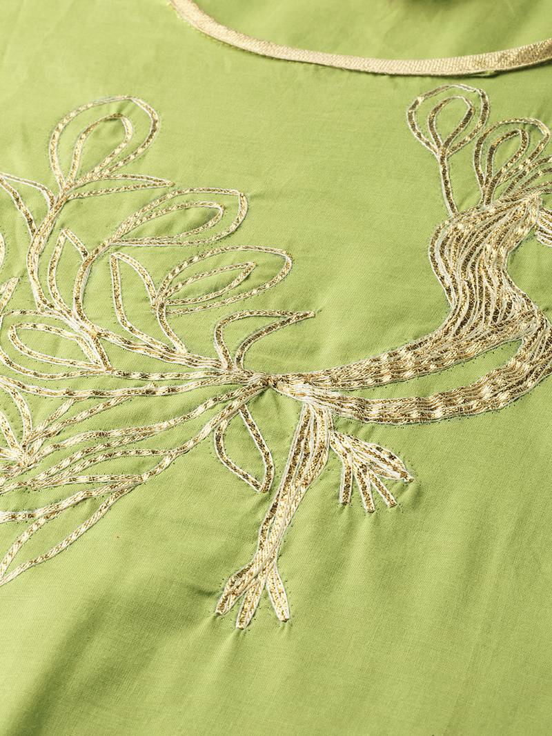 Varkha Fashion Cotton Round Neck Straight Kurta