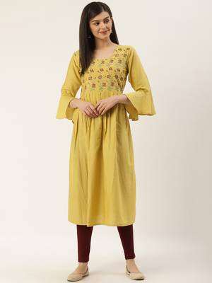 Varkha Fashion Cotton Round Neck Anarkali Kurta 1