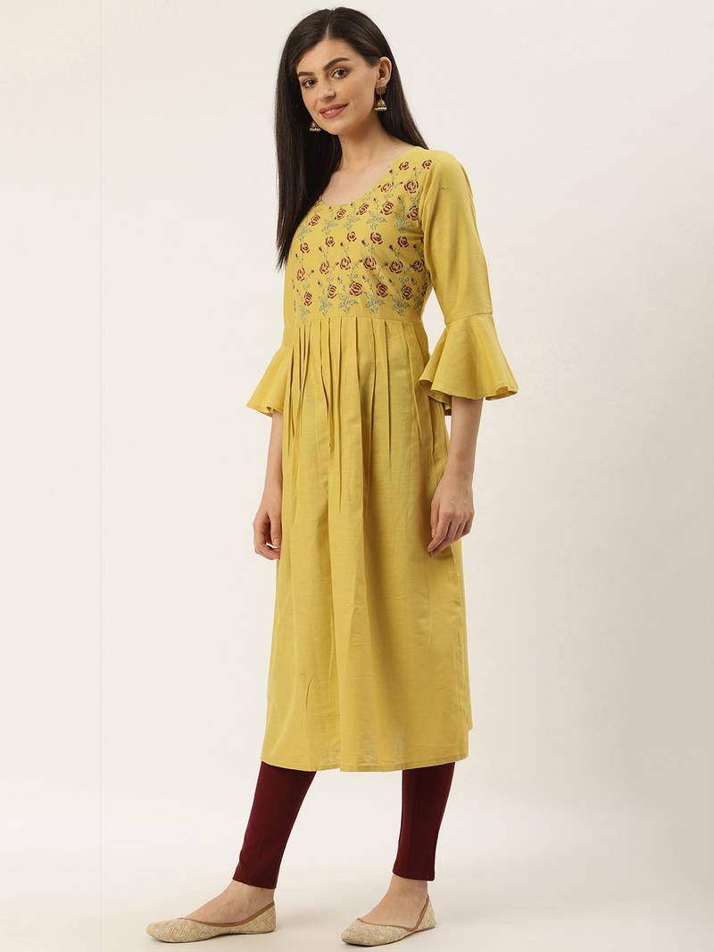 Varkha Fashion Cotton Round Neck Anarkali Kurta