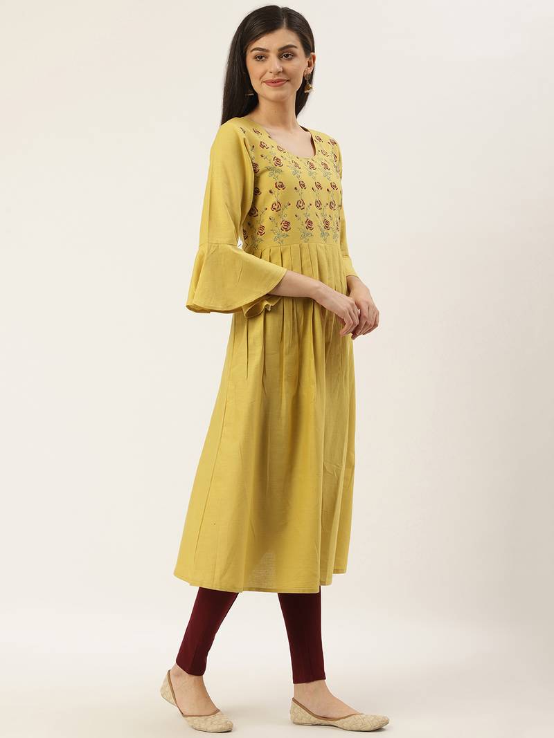 Varkha Fashion Cotton Round Neck Anarkali Kurta