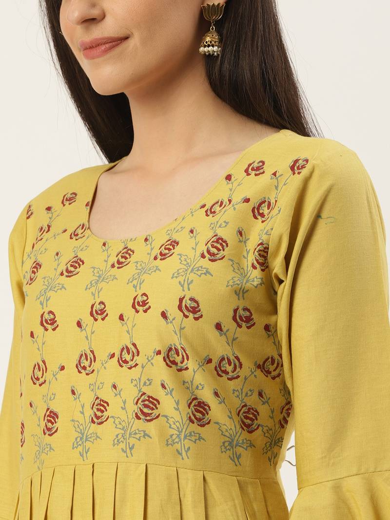 Varkha Fashion Cotton Round Neck Anarkali Kurta