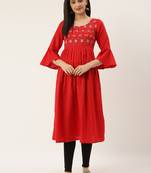 Varkha Fashion Cotton Round Neck Anarkali Kurta