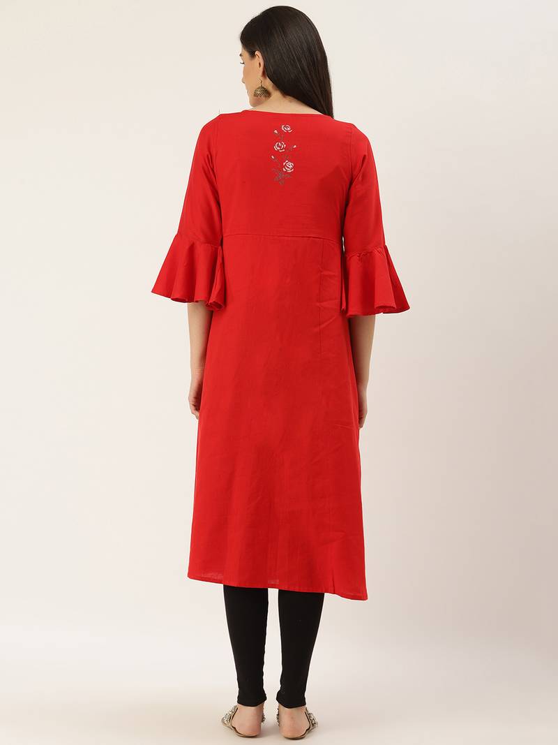 Varkha Fashion Cotton Round Neck Anarkali Kurta