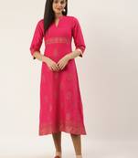 Varkha Fashion Cotton Mandarin Collar A-Line Kurta