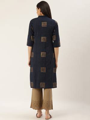 Varkha Fashion Cotton Mandarin Collar Straight Kurta 4