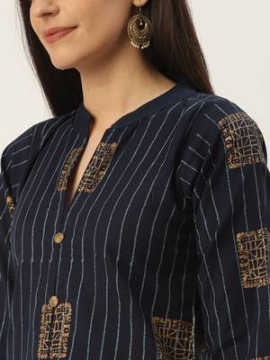 Varkha Fashion Cotton Mandarin Collar Straight Kurta 5