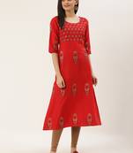 Varkha Fashion Cotton V-Neck A-Line Kurta