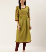 Varkha Fashion Cotton Round Neck Anarkali Kurta