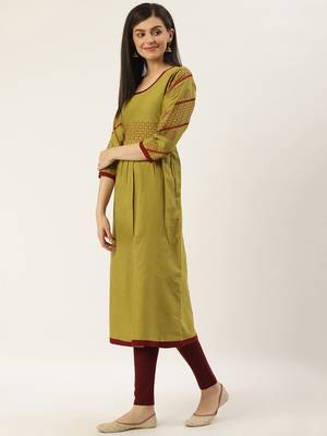 Varkha Fashion Cotton Round Neck Anarkali Kurta 2