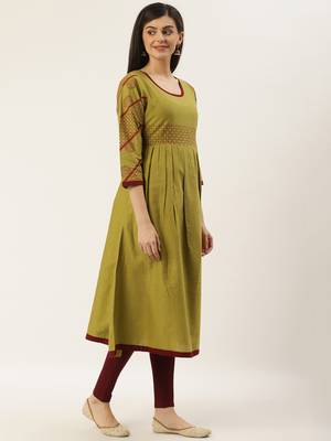 Varkha Fashion Cotton Round Neck Anarkali Kurta 3