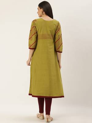 Varkha Fashion Cotton Round Neck Anarkali Kurta 4