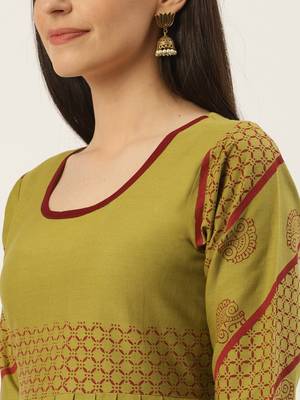 Varkha Fashion Cotton Round Neck Anarkali Kurta 5