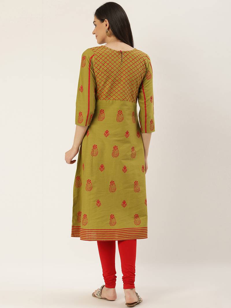 Varkha Fashion Cotton Round Neck Anarkali Kurta