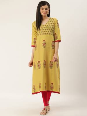 Varkha Fashion Cotton V-Neck Anarkali Kurta 1