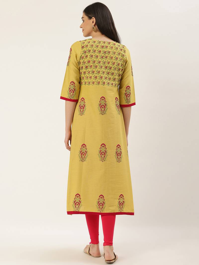 Varkha Fashion Cotton V-Neck Anarkali Kurta
