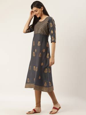 Varkha Fashion Cotton Round Neck Anarkali Kurta 2