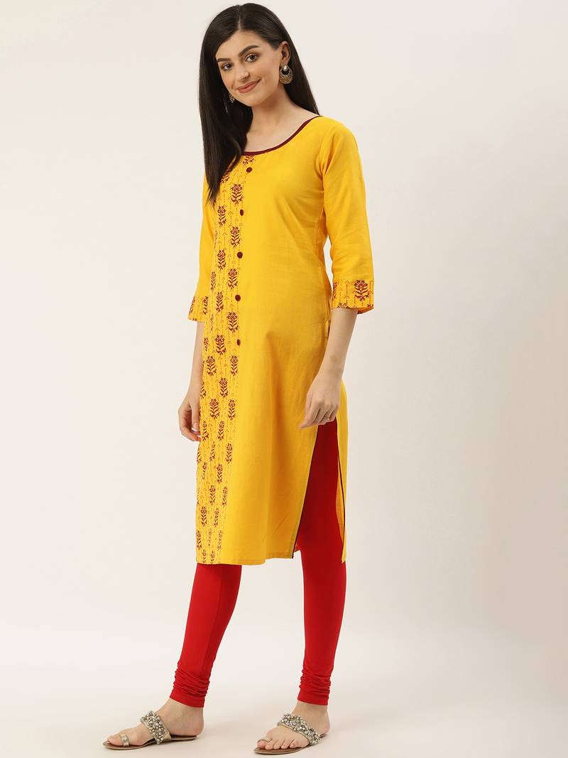 Varkha Fashion Cotton Round Neck Straight